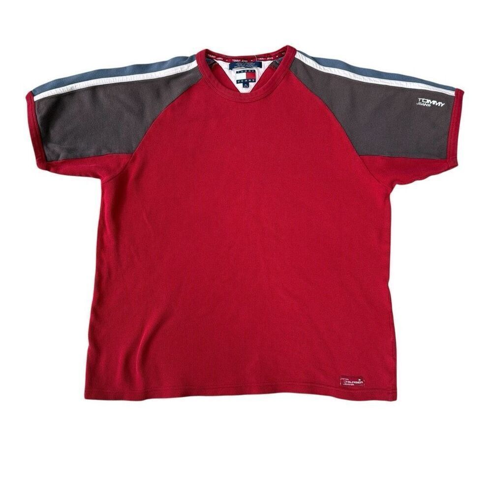 Tommy Jeans vintage 100% cotton red short-sleeve shirt size XL mens